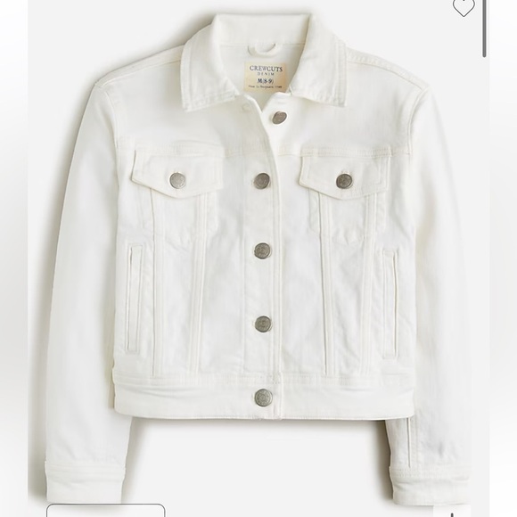 J crew Girls' cropped denim trucker jacket in white - Picture 1 of 3